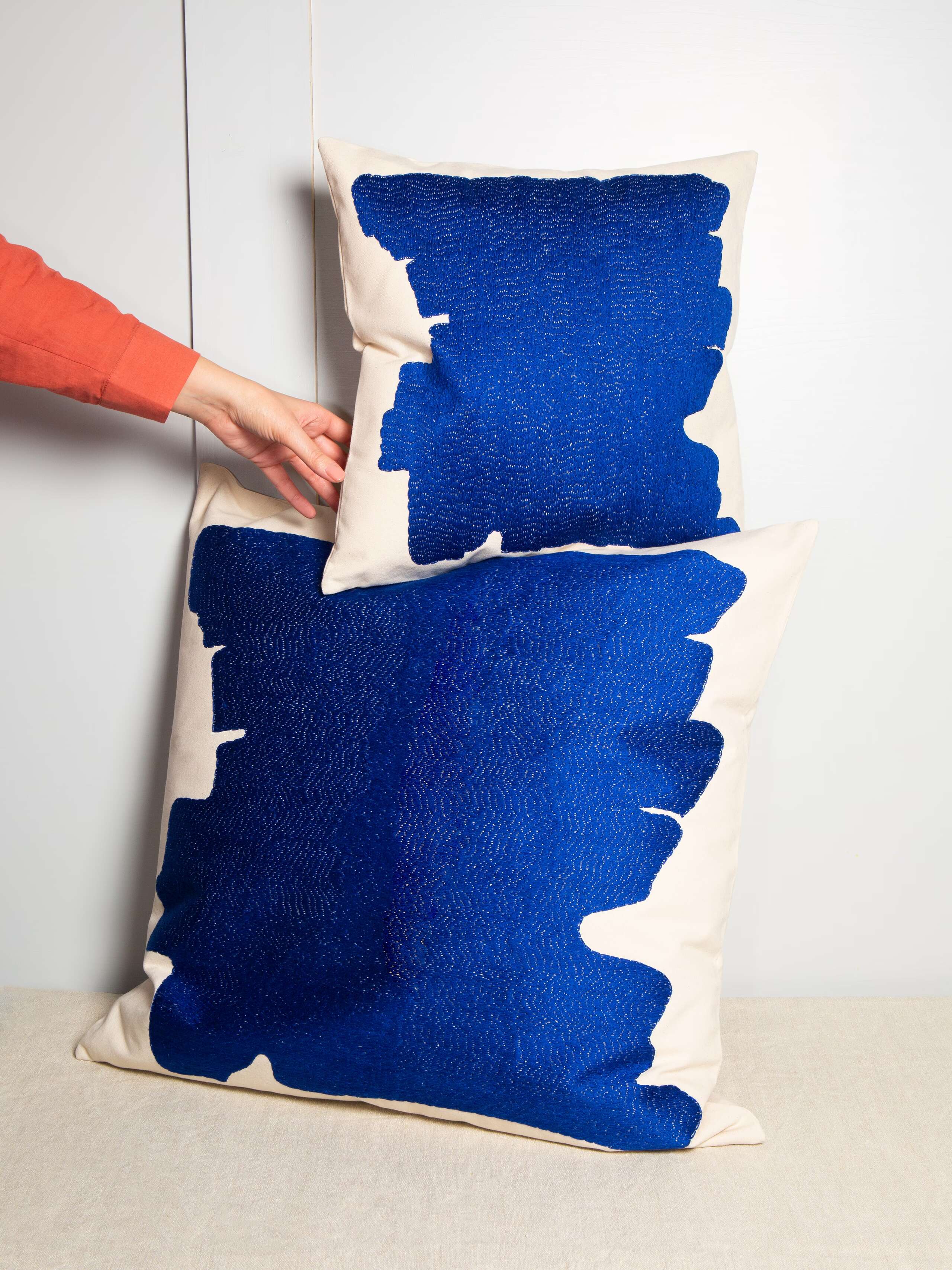 Abstract embroidery pillow covers