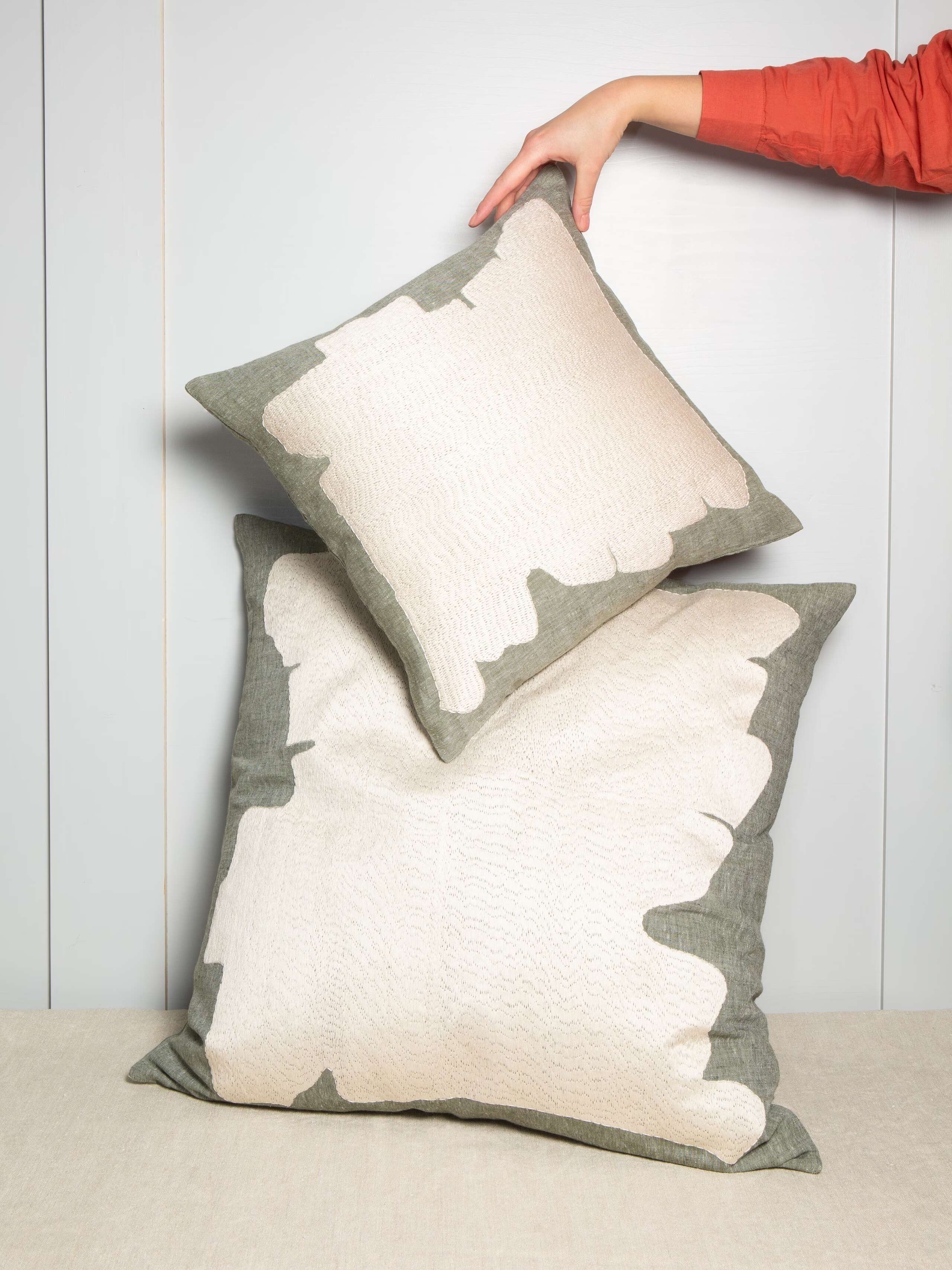 Abstract embroidery pillow covers