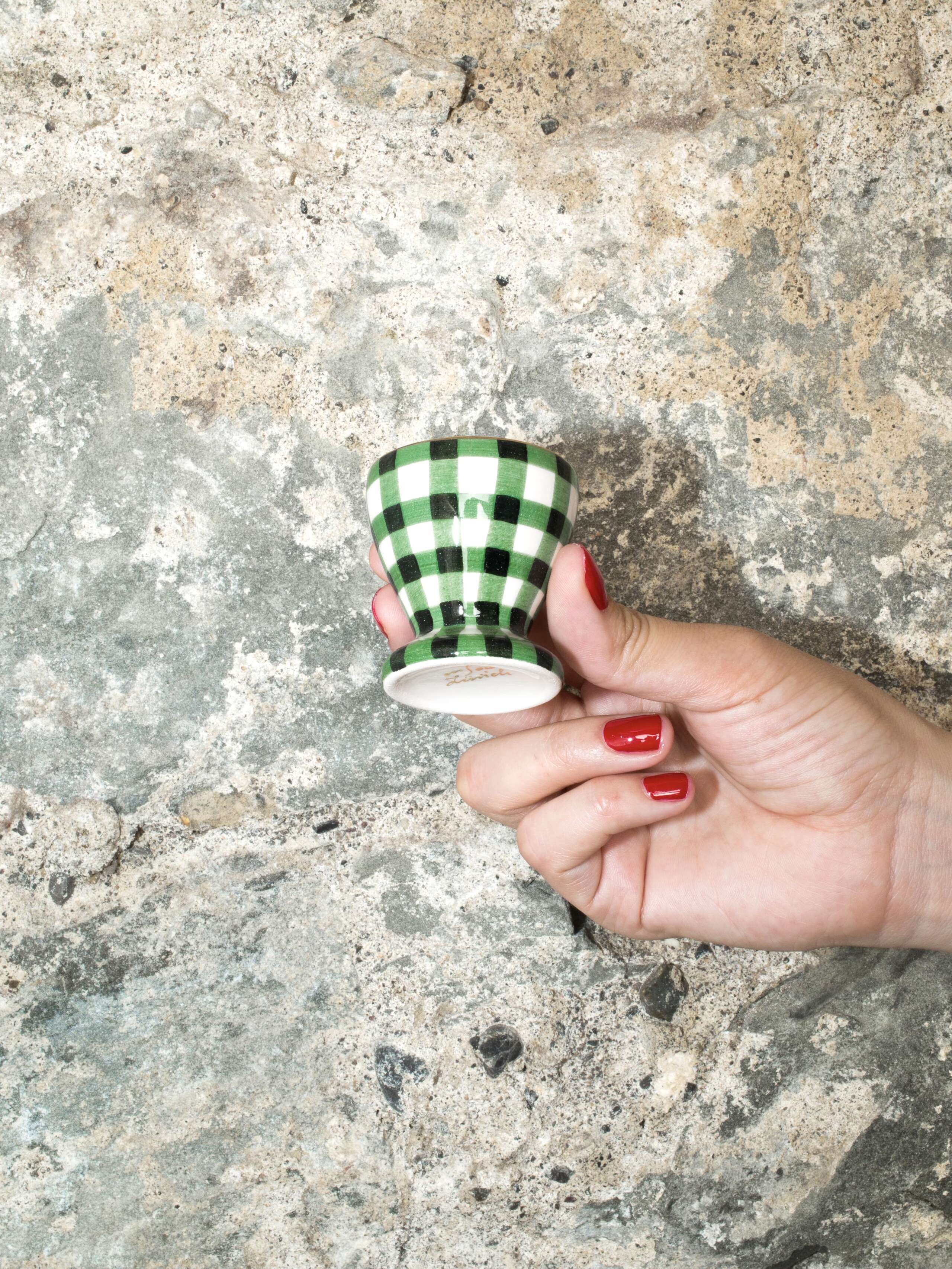 enSoie classic egg cup vichy Linden Green