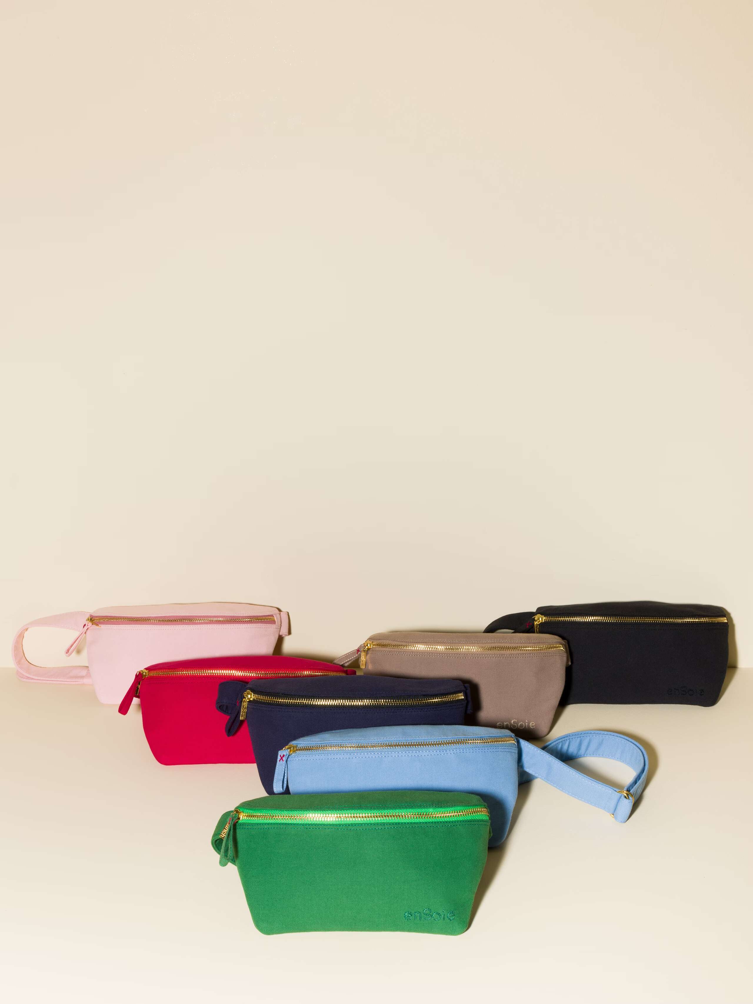 Picture of cotton hip bags in seven beautiful colour variations