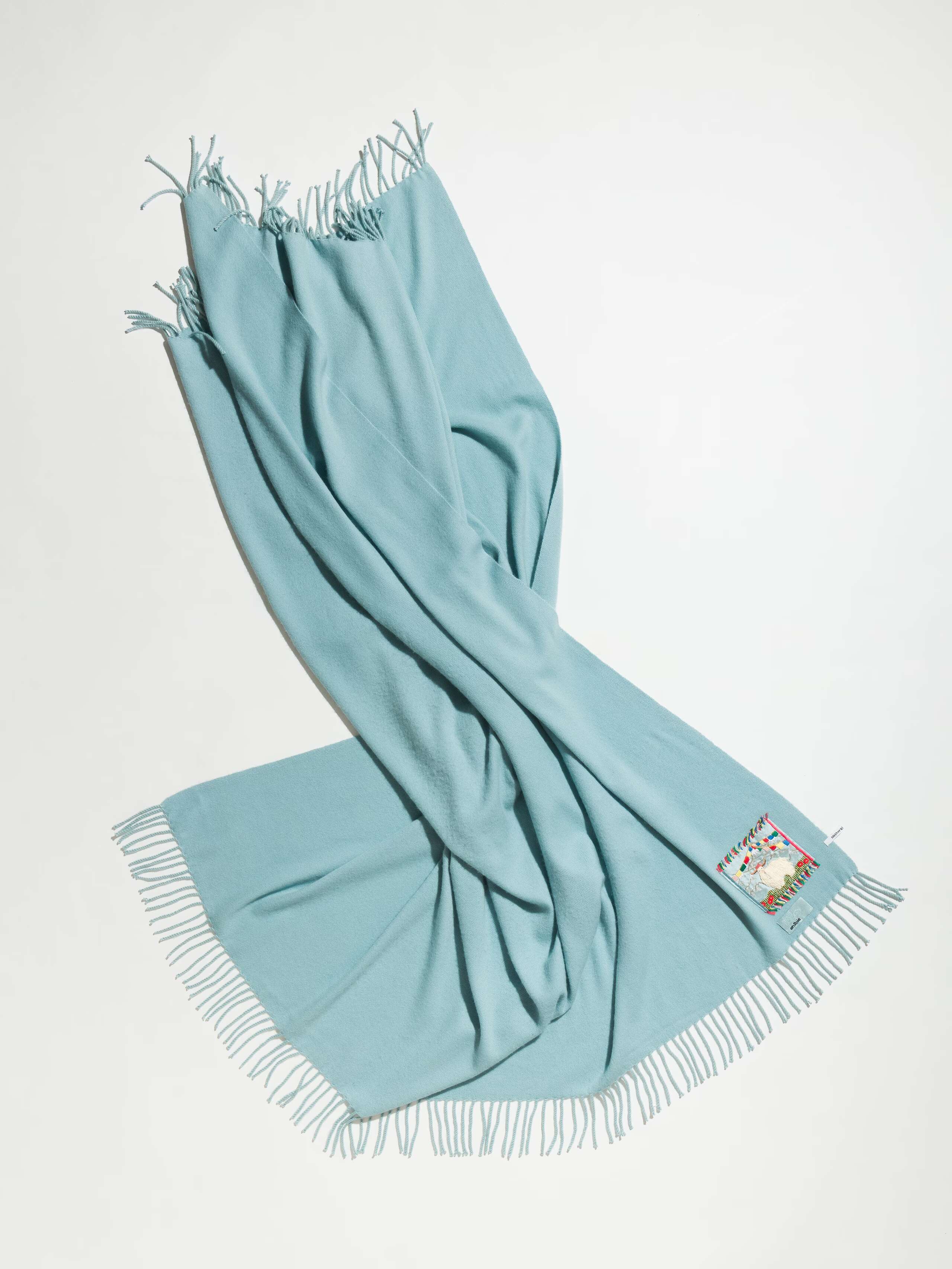 Picture of a warm light blue cashmere stole