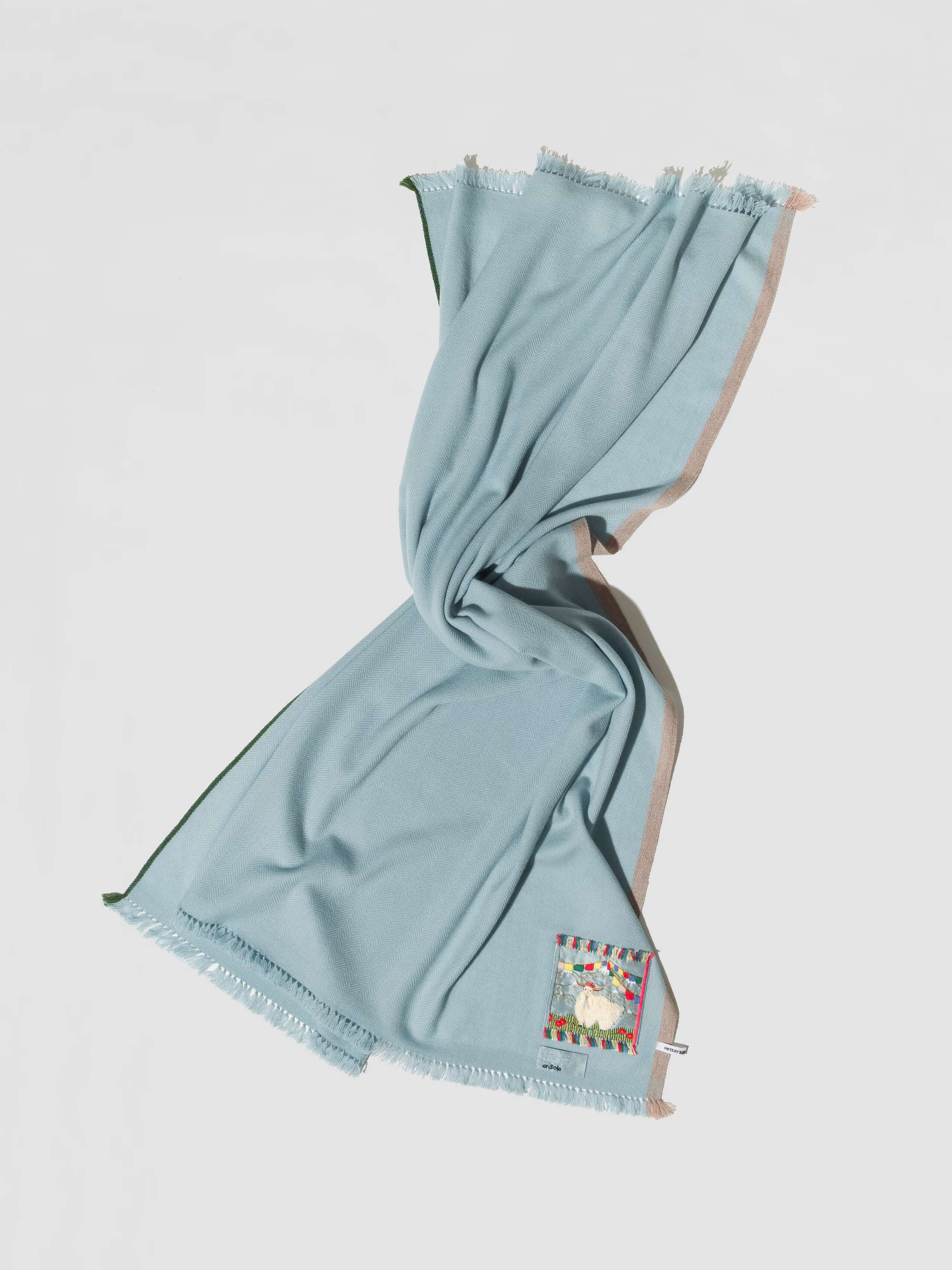 Picture of a light blue cashmere stole