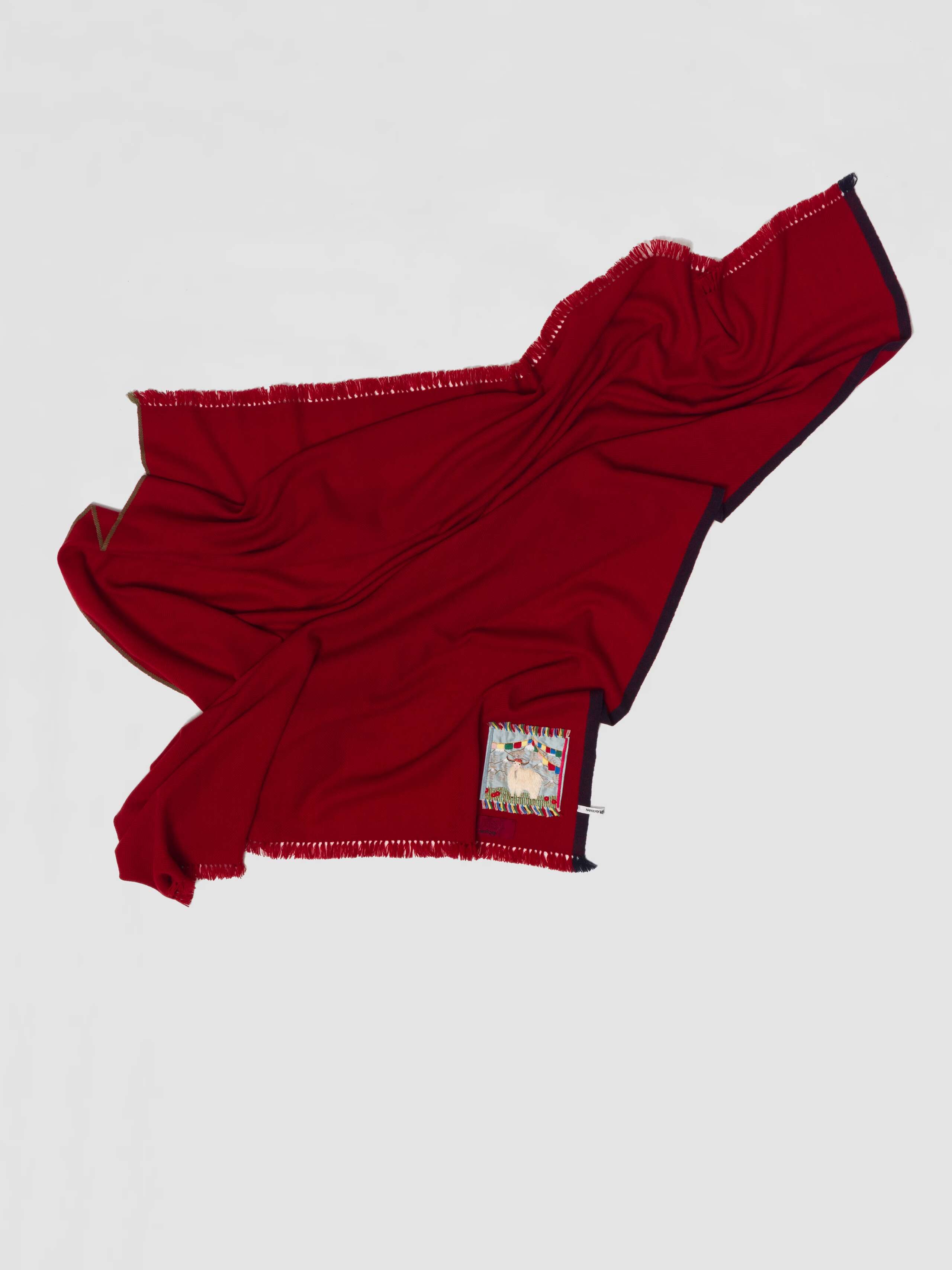 Picture of a red cashmere wool stole